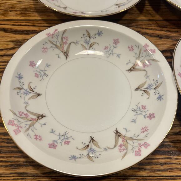6 Vintage Meito China Japan "Lucille" Rimmed Soup Cereal Bowls Floral PRISTINE!! - Picture 7 of 11